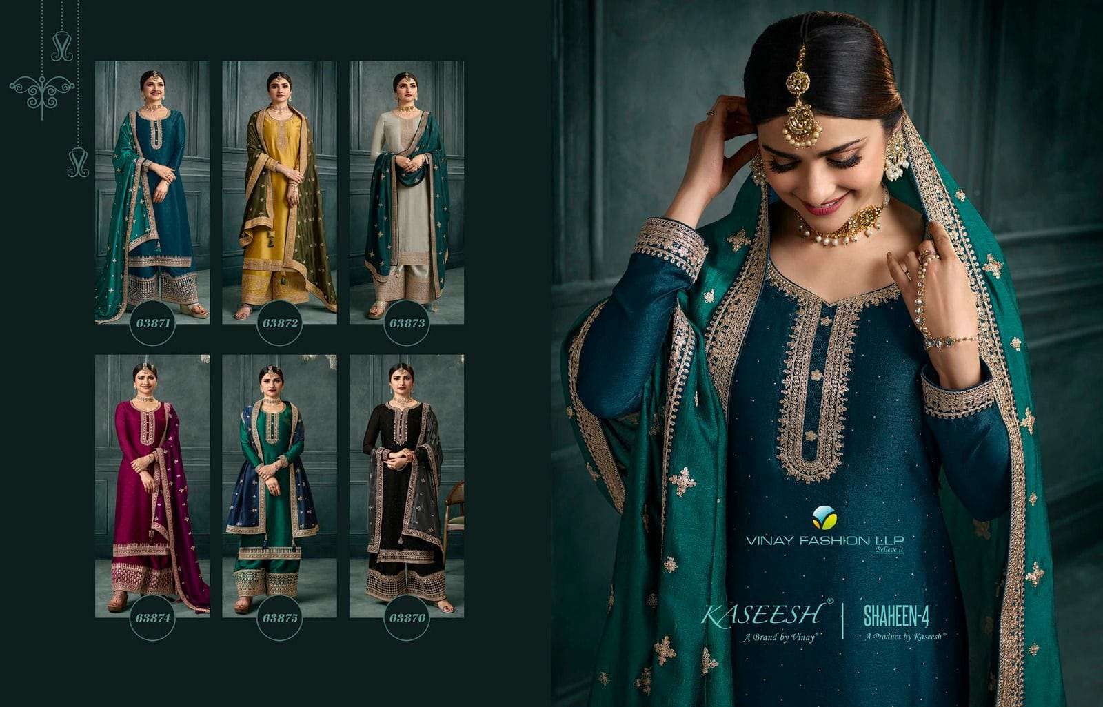 Kaseesh Shaheen Vol-4 By Vinay Fashion 63871 To 63876 Series Designer Festive Suits Beautiful Fancy Colorful Stylish Party Wear & Occasional Wear Silk Georgette Embroidered Dresses At Wholesale Price