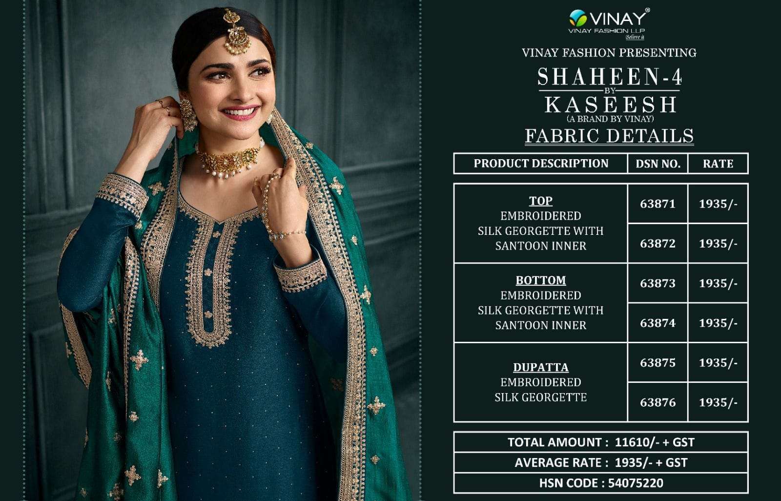Kaseesh Shaheen Vol-4 By Vinay Fashion 63871 To 63876 Series Designer Festive Suits Beautiful Fancy Colorful Stylish Party Wear & Occasional Wear Silk Georgette Embroidered Dresses At Wholesale Price