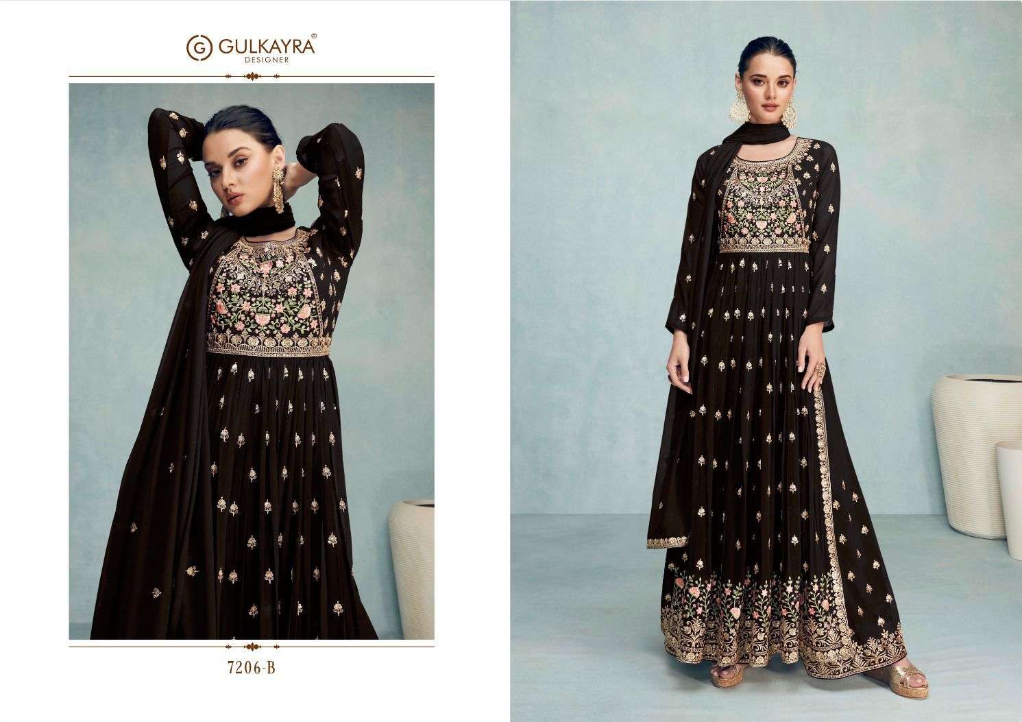 Nayra Vol-6 By Gulkayra Designer 7206-A To 7206-D Series Beautiful Sharara Suits Colorful Stylish Fancy Casual Wear & Ethnic Wear Georgette Embroidered Dresses At Wholesale Price