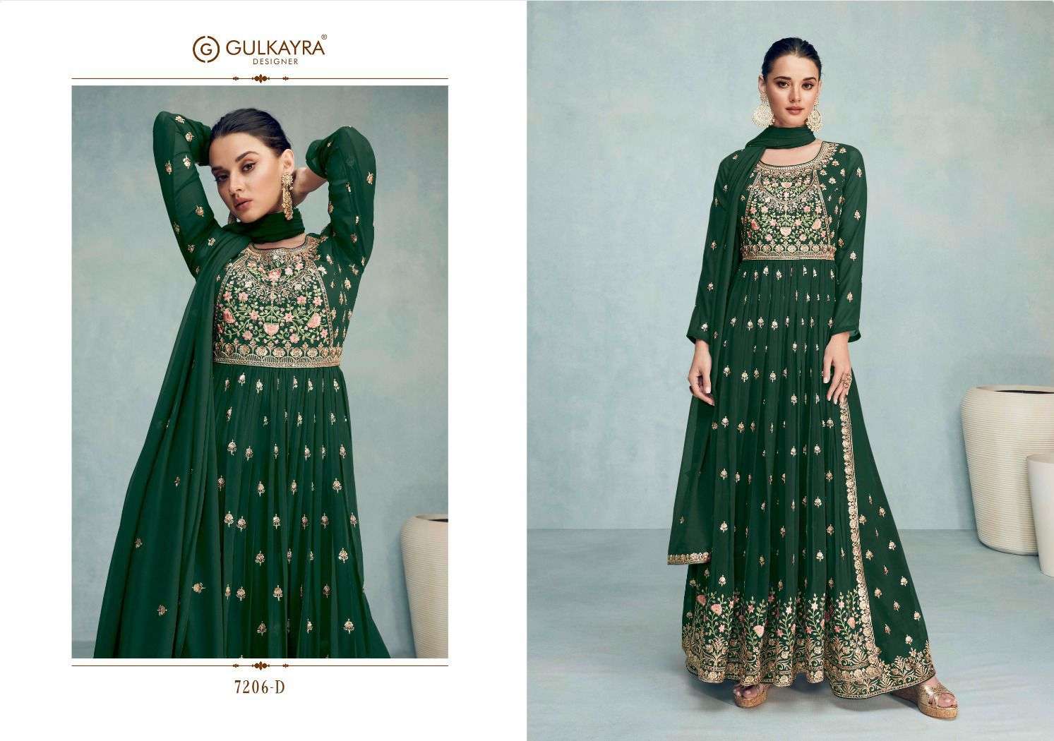 Nayra Vol-6 By Gulkayra Designer 7206-A To 7206-D Series Beautiful Sharara Suits Colorful Stylish Fancy Casual Wear & Ethnic Wear Georgette Embroidered Dresses At Wholesale Price