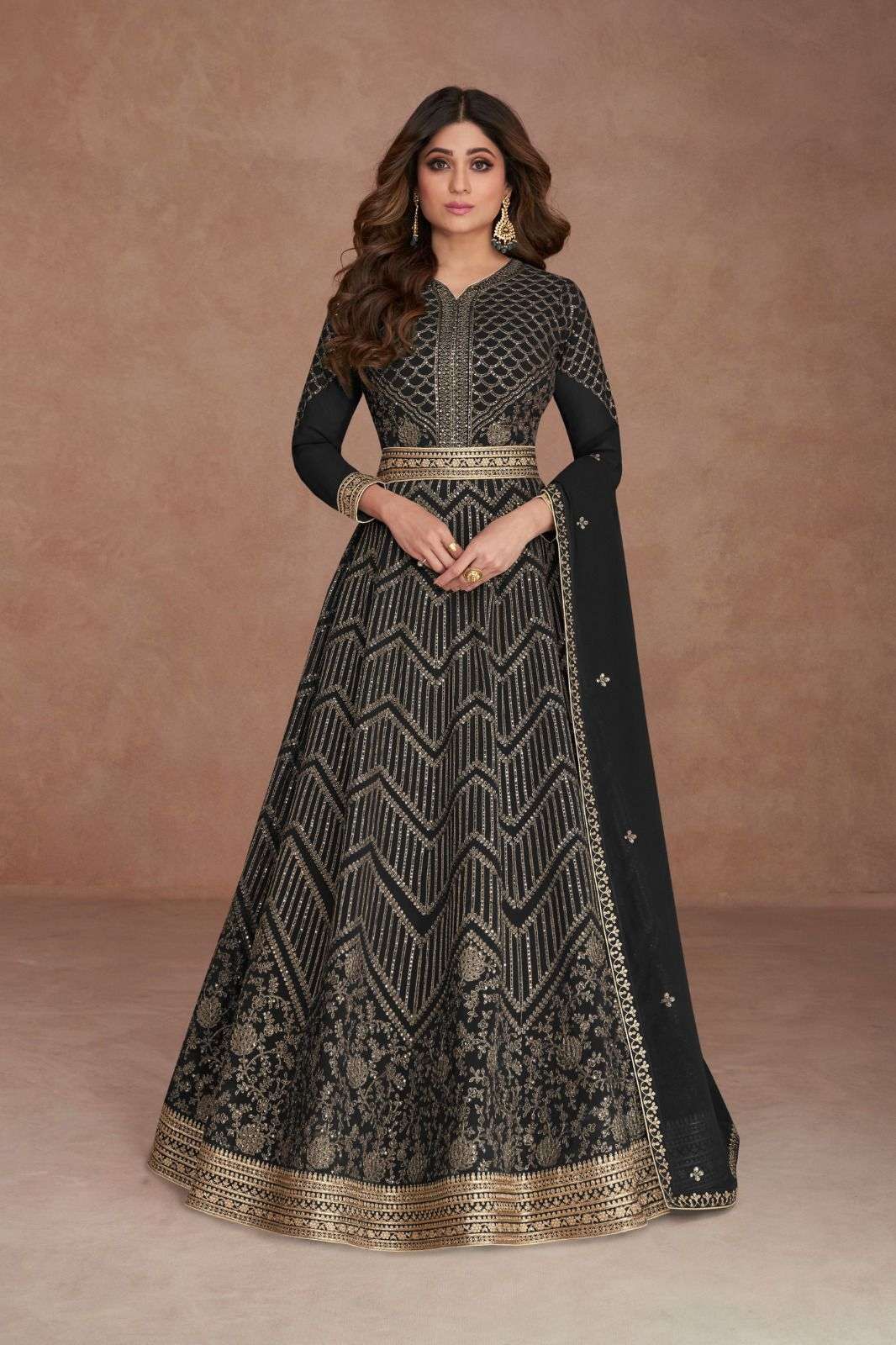 Sajni By Aashirwad Creation 9543 To 9547 Series Designer Stylish Fancy Colorful Beautiful Party Wear & Ethnic Wear Collection Georgette Gowns With Dupatta At Wholesale Price