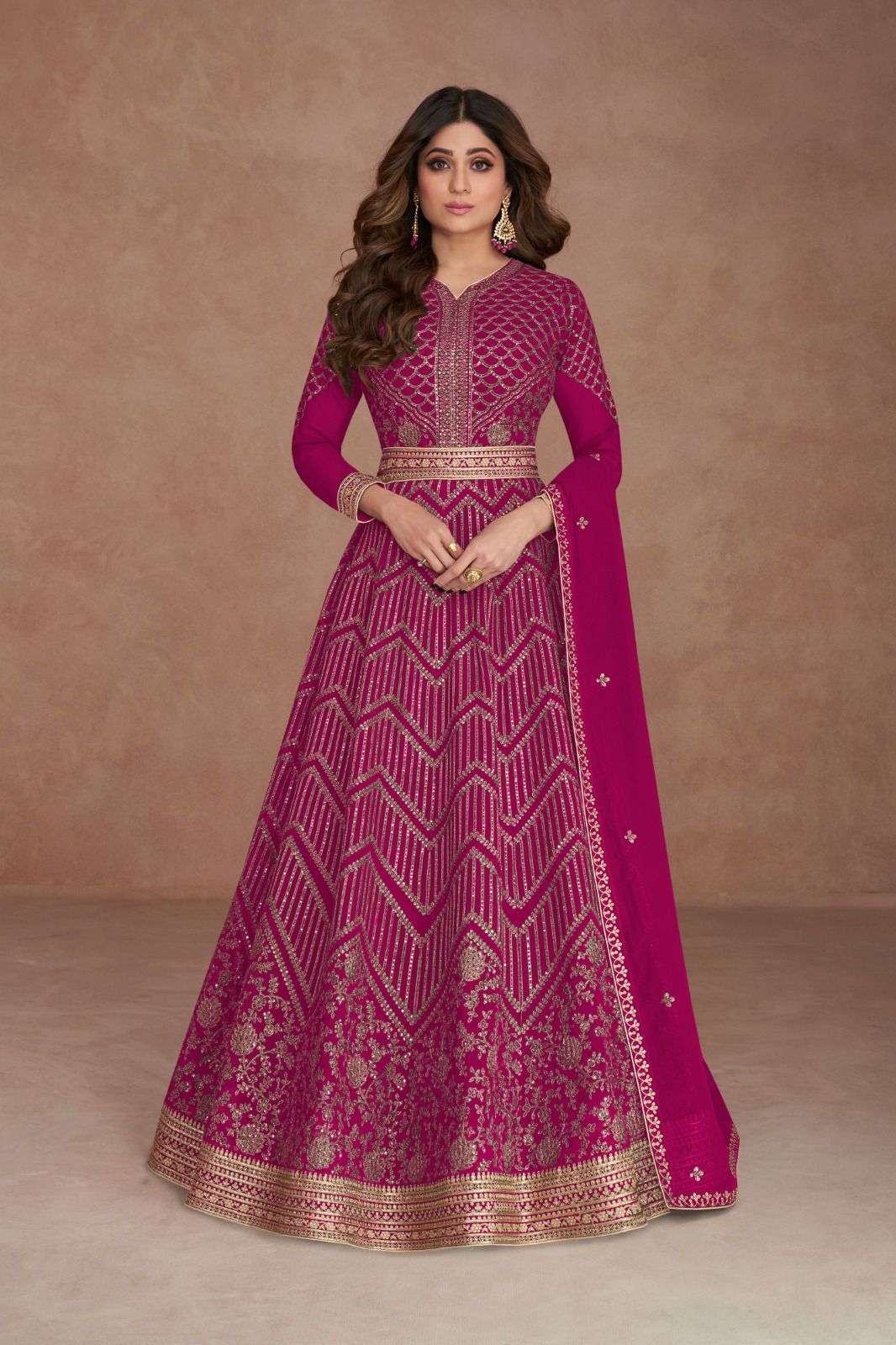 Sajni By Aashirwad Creation 9543 To 9547 Series Designer Stylish Fancy Colorful Beautiful Party Wear & Ethnic Wear Collection Georgette Gowns With Dupatta At Wholesale Price