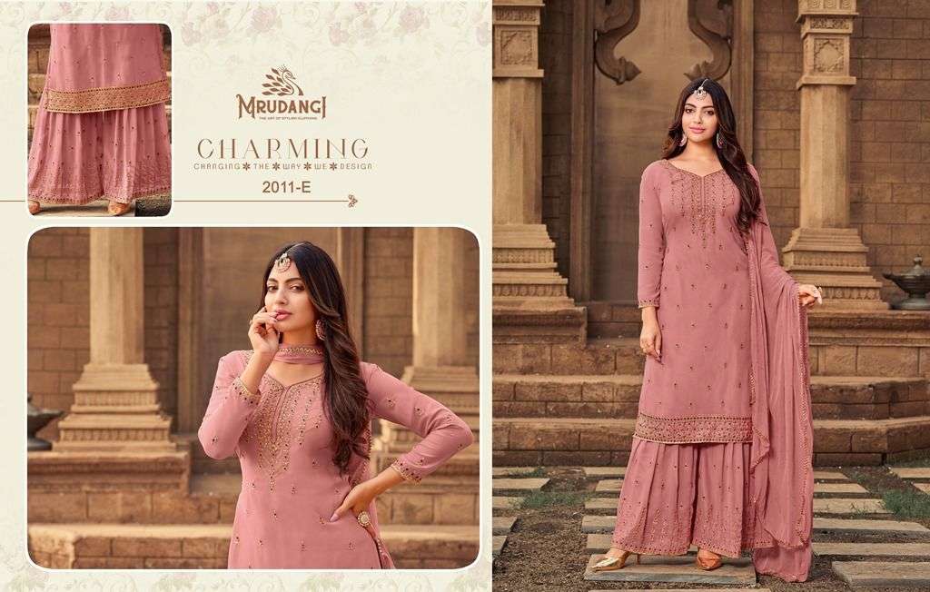 Gulabo 2011 Colours Edition By Mrudangi 2011-A To 2011-E Series Beautiful Stylish Sharara Suits Fancy Colorful Casual Wear & Ethnic Wear & Ready To Wear Heavy Faux Georgette Embroidered Dresses At Wholesale Price