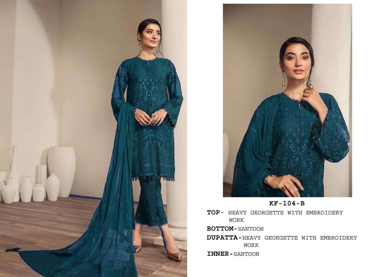 Alisha Vol-2 By Fashid Wholesale 104 To 104-C Series Designer Pakistani Suits Beautiful Fancy Colorful Stylish Party Wear & Occasional Wear Georgette Embroidered Dresses At Wholesale Price