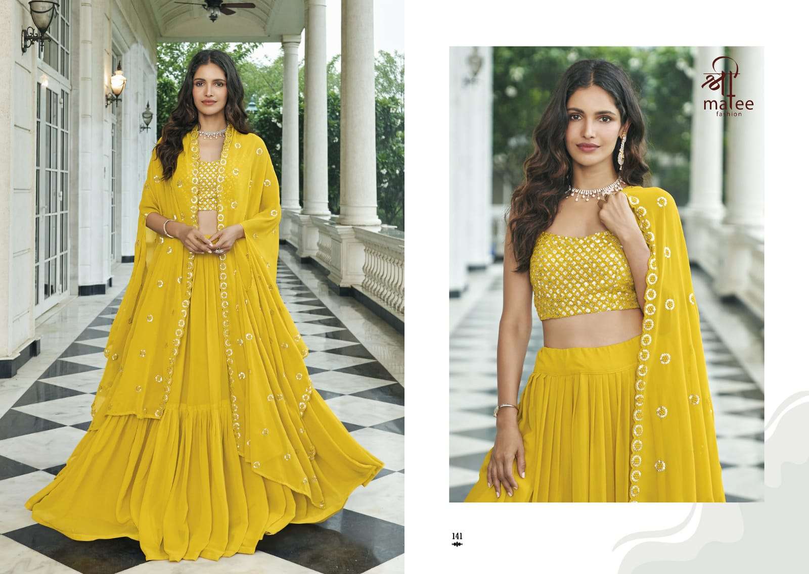 Firoza By Shree Matee Fashion 141 To 144 Series Bridal Wear Collection Beautiful Stylish Colorful Fancy Party Wear & Occasional Wear Pure Faux Georgette Lehengas At Wholesale Price