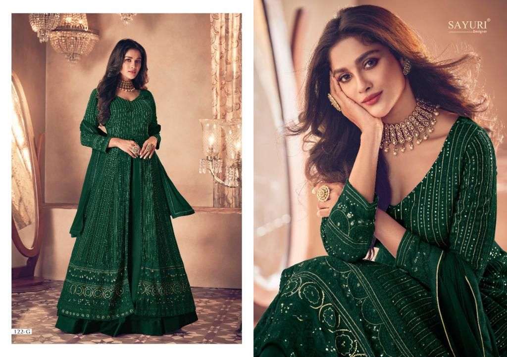 Noor Gold Classic By Sayuri 122-G To 122-I Series Beautiful Suits Colorful Stylish Fancy Casual Wear & Ethnic Wear Real Georgette Dresses At Wholesale Price