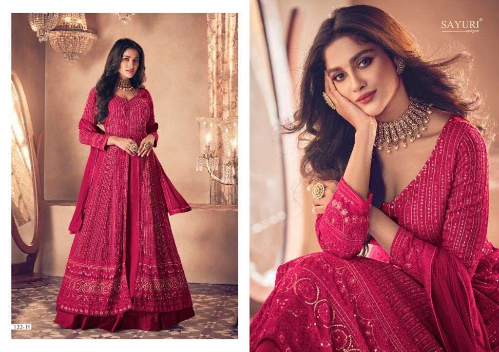 Noor Gold Classic By Sayuri 122-G To 122-I Series Beautiful Suits Colorful Stylish Fancy Casual Wear & Ethnic Wear Real Georgette Dresses At Wholesale Price