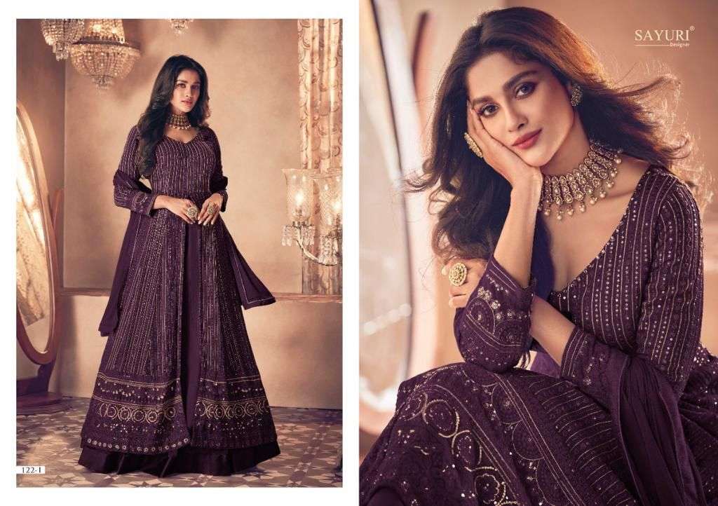 Noor Gold Classic By Sayuri 122-G To 122-I Series Beautiful Suits Colorful Stylish Fancy Casual Wear & Ethnic Wear Real Georgette Dresses At Wholesale Price