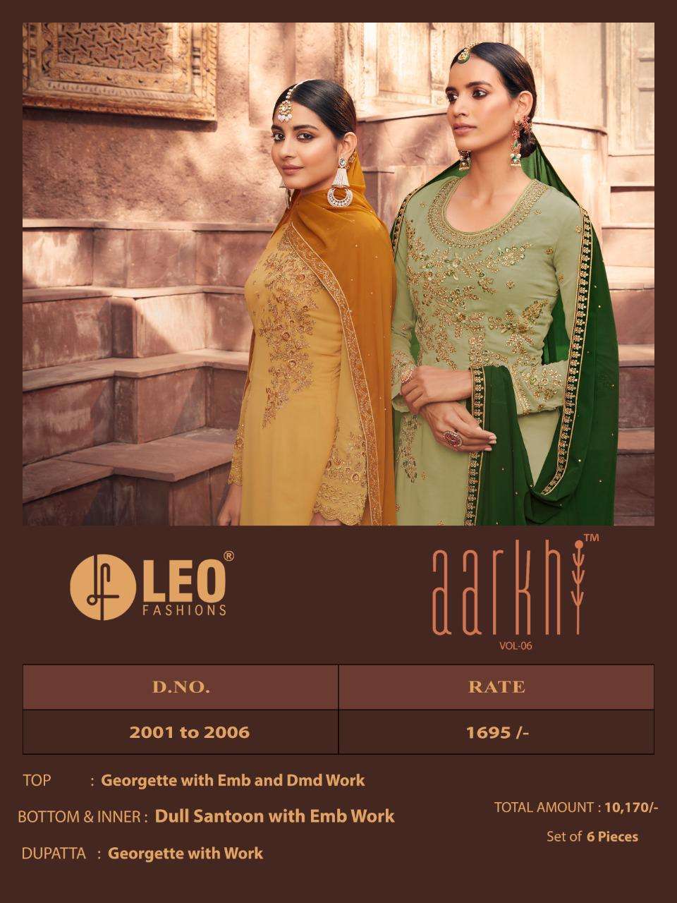Aarkhi Vol-6 By Leo Fashion 2001 To 2006 Series Beautiful Festive Suits Colorful Stylish Fancy Casual Wear & Ethnic Wear Georgette Embroidered Dresses At Wholesale Price