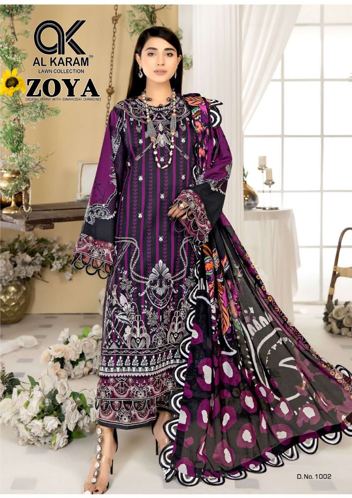 ZOYA BY AL KARAM LAWN COLLECTION 1001 TO 1006 SERIES DESIGNER FESTIVE SUITS BEAUTIFUL FANCY STYLISH