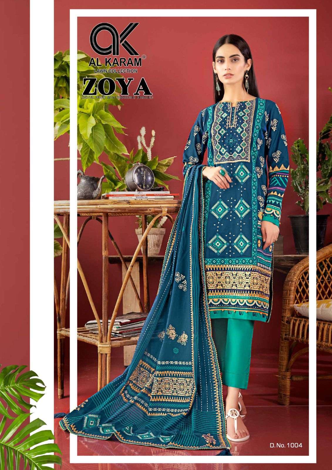 Zoya By Al Karam Lawn Collection 1001 To 1006 Series Designer Festive Suits Beautiful Fancy Stylish Colorful Party Wear & Occasional Wear Jam Cotton Printed Dresses At Wholesale Price