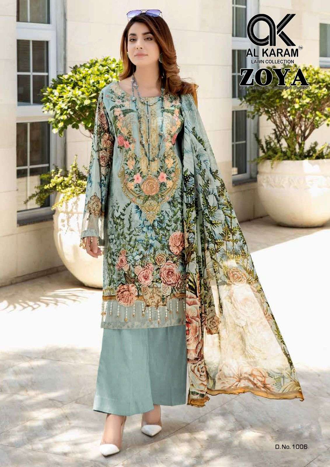 Zoya By Al Karam Lawn Collection 1001 To 1006 Series Designer Festive Suits Beautiful Fancy Stylish Colorful Party Wear & Occasional Wear Jam Cotton Printed Dresses At Wholesale Price