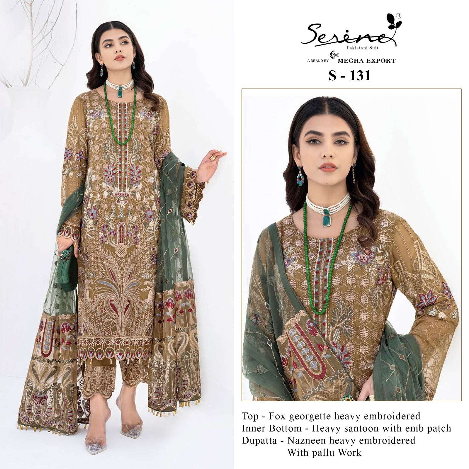 Serene Hit Design S-131 By Serene Designer Pakistani Suits Beautiful Fancy Colorful Stylish Party Wear & Occasional Wear Faux Georgette Embroidered Dresses At Wholesale Price