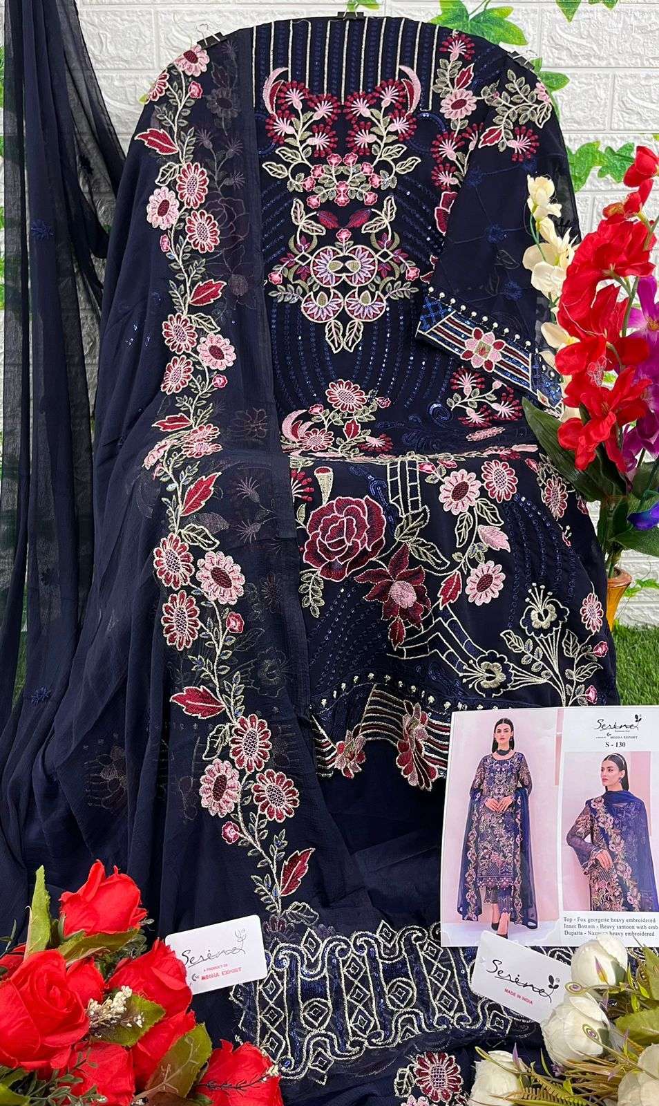 Serene Hit Design S-130 By Serene Designer Pakistani Suits Beautiful Fancy Colorful Stylish Party Wear & Occasional Wear Faux Georgette Embroidered Dresses At Wholesale Price