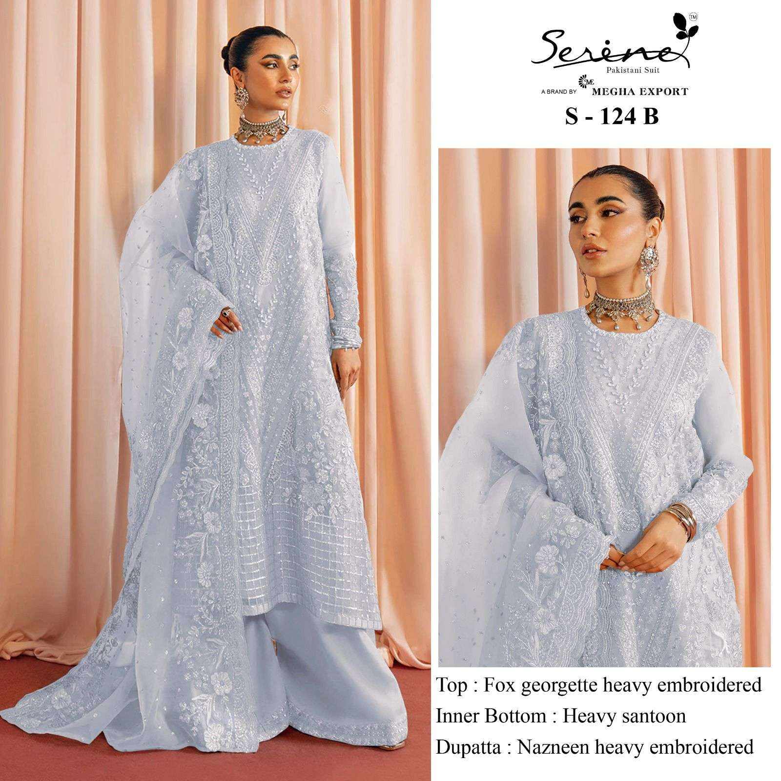 Serene Hit Design S-124 Colours By Serene S-124-A To S-124-D Designer Pakistani Suits Beautiful Fancy Colorful Stylish Party Wear & Occasional Wear Faux Georgette Embroidered Dresses At Wholesale Price