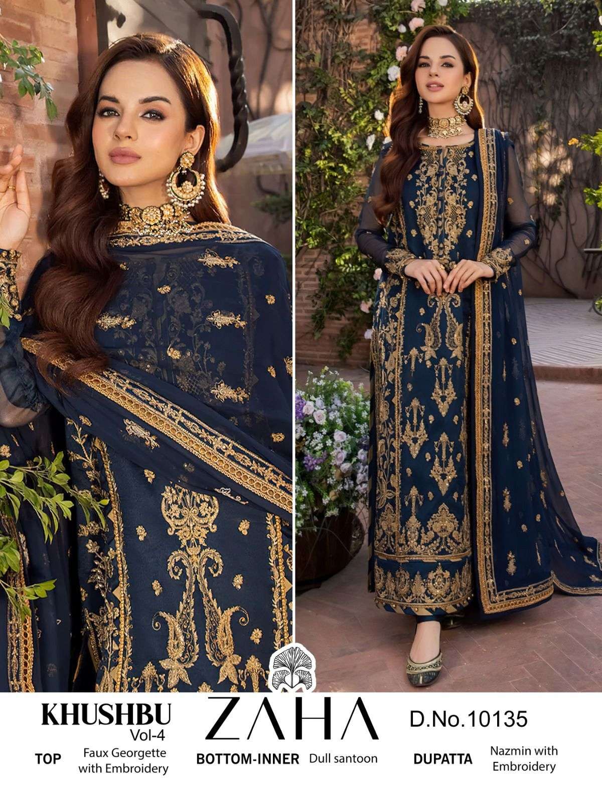 Khushbu Vol-4 By Zaha 10134 To 10136 Series Pakistani Suits Beautiful Fancy Colorful Stylish Party Wear & Occasional Wear Faux Georgette With Embroidery Dresses At Wholesale Price