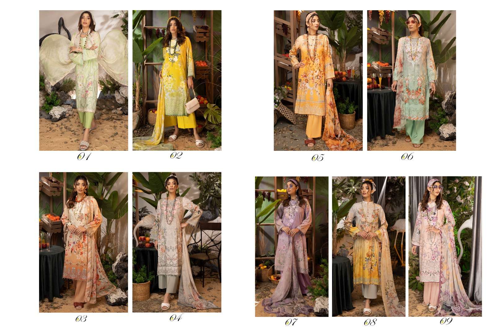 Libaas By Noorie Arts 01 To 09 Series Pakistani Suits Beautiful Fancy Colorful Stylish Party Wear & Occasional Wear Pure Cambric Cotton With Embroidery Dresses At Wholesale Price