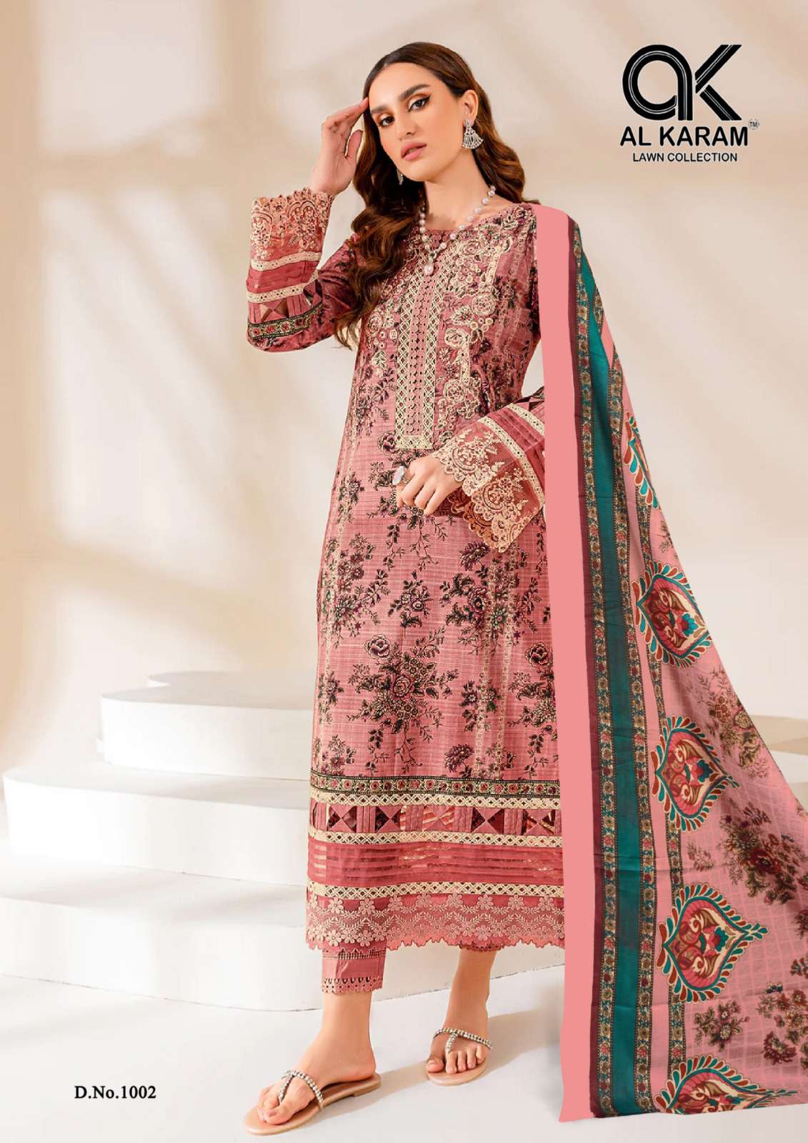 Firdous By Al Karam Lawn Collection 1001 To 1006 Series Designer Festive Suits Beautiful Fancy Stylish Colorful Party Wear & Occasional Wear Soft Cotton Printed Dresses At Wholesale Price