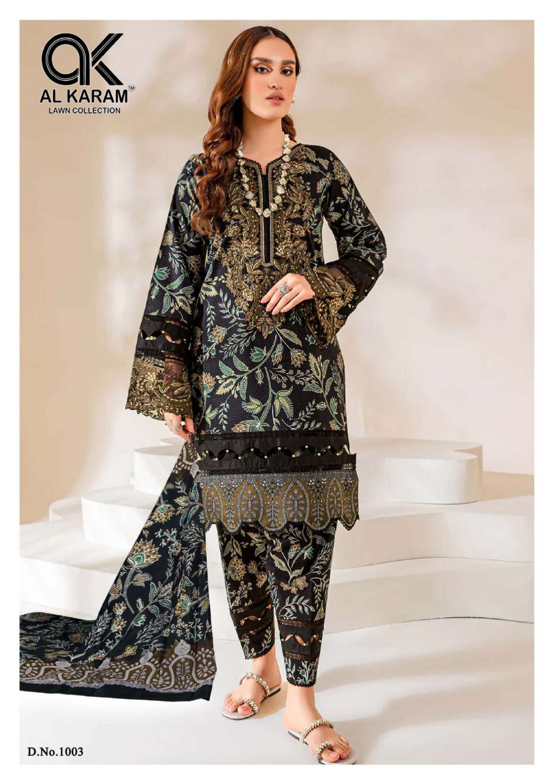 Firdous By Al Karam Lawn Collection 1001 To 1006 Series Designer Festive Suits Beautiful Fancy Stylish Colorful Party Wear & Occasional Wear Soft Cotton Printed Dresses At Wholesale Price