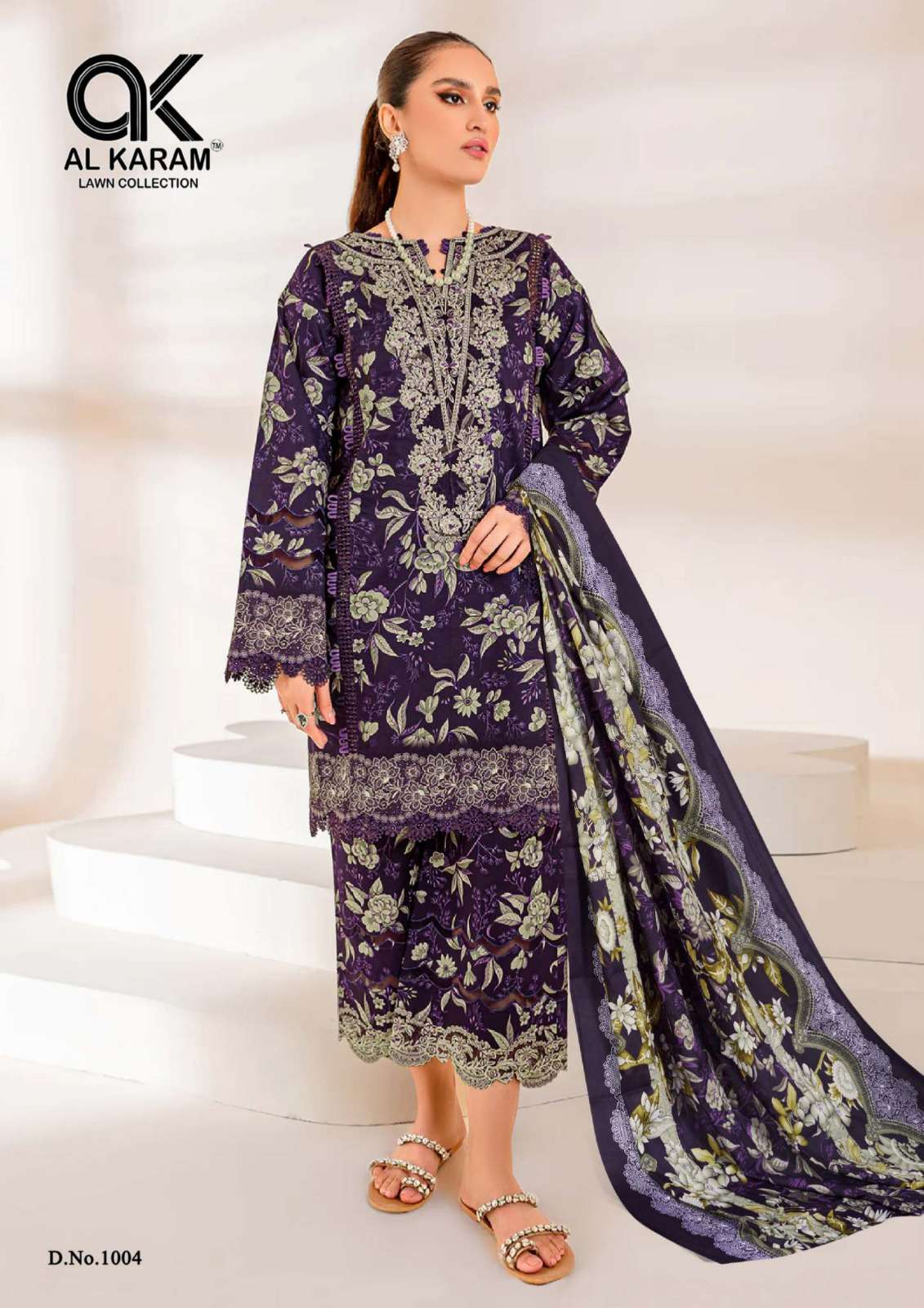 Firdous By Al Karam Lawn Collection 1001 To 1006 Series Designer Festive Suits Beautiful Fancy Stylish Colorful Party Wear & Occasional Wear Soft Cotton Printed Dresses At Wholesale Price