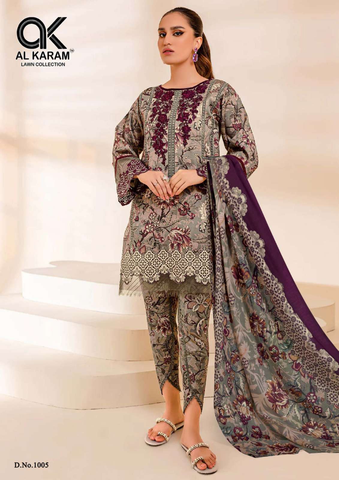 Firdous By Al Karam Lawn Collection 1001 To 1006 Series Designer Festive Suits Beautiful Fancy Stylish Colorful Party Wear & Occasional Wear Soft Cotton Printed Dresses At Wholesale Price