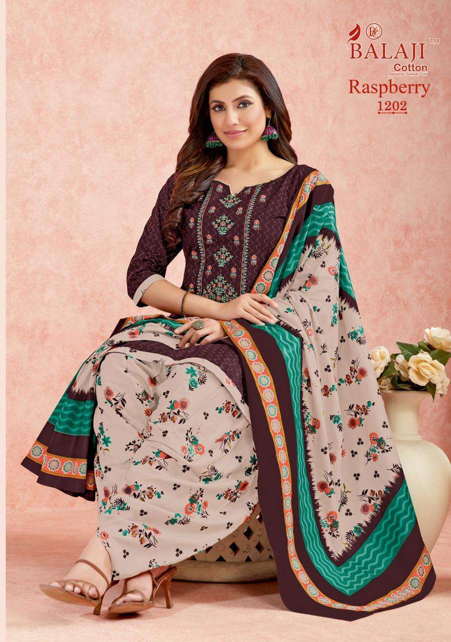 Raspberry Vol-12 By Balaji Cotton 1201 To 1212 Series Beautiful Suits Stylish Colorful Fancy Casual Wear & Ethnic Wear Pure Cotton Print Dresses At Wholesale Price