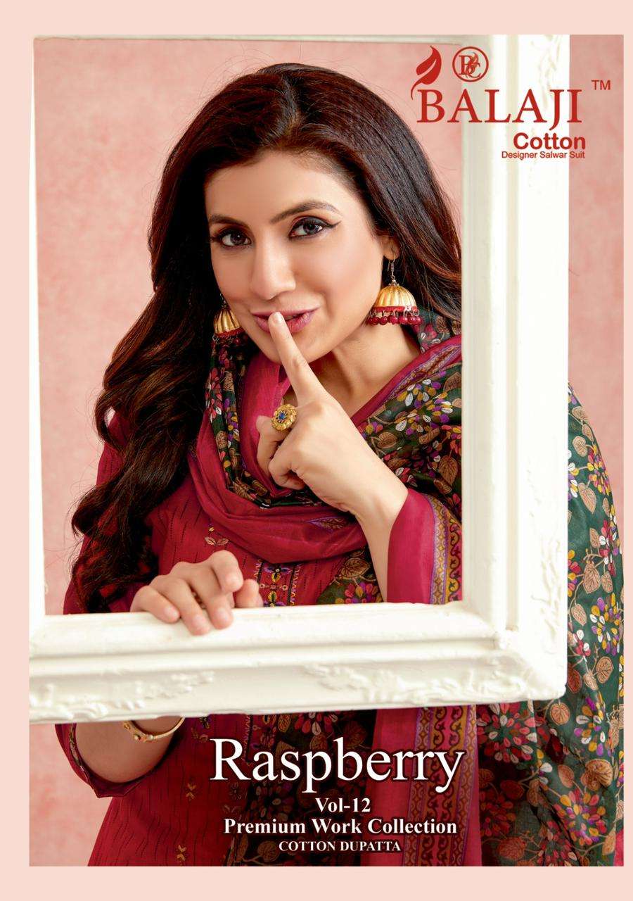 Raspberry Vol-12 By Balaji Cotton 1201 To 1212 Series Beautiful Suits Stylish Colorful Fancy Casual Wear & Ethnic Wear Pure Cotton Print Dresses At Wholesale Price