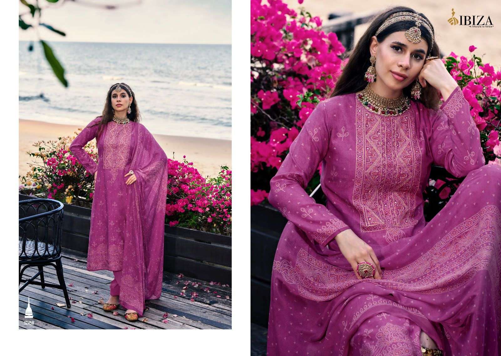 Sawera By Ibiza 12452 To 12459 Series Beautiful Suits Colorful Stylish Fancy Casual Wear & Ethnic Wear Pure Bemberg Muslin Dresses At Wholesale Price
