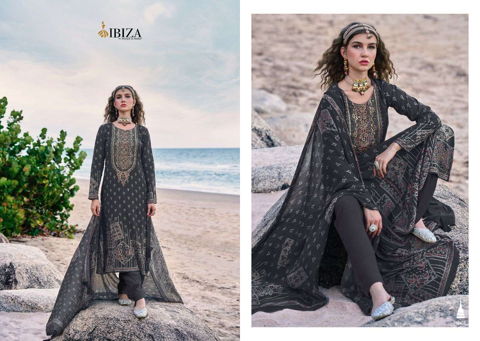 Sawera By Ibiza 12452 To 12459 Series Beautiful Suits Colorful Stylish Fancy Casual Wear & Ethnic Wear Pure Bemberg Muslin Dresses At Wholesale Price