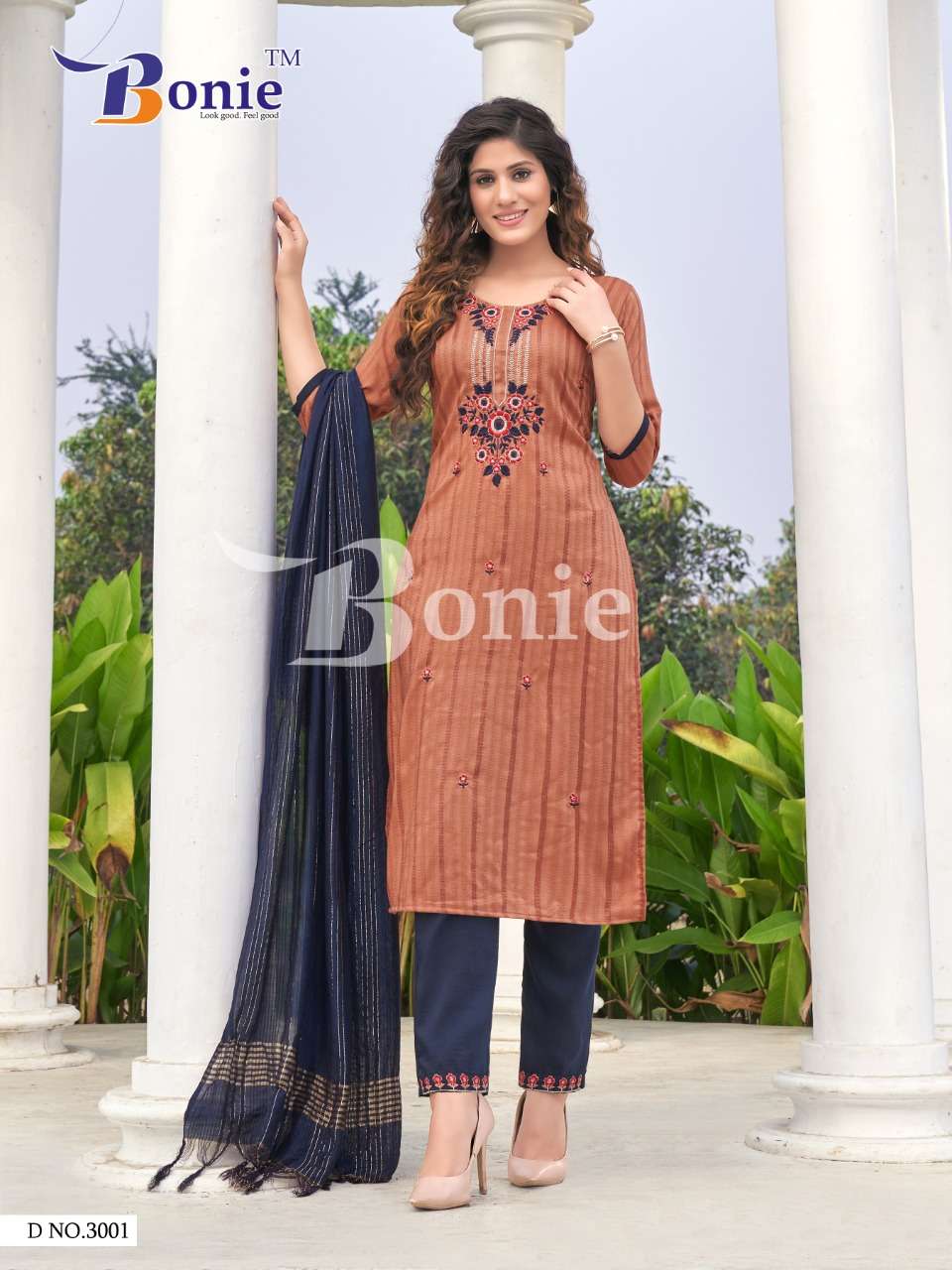 Jhanvi Vol-3 By Bonie 3001 To 3008 Series Beautiful Festive Suits Colorful Stylish Fancy Casual Wear & Ethnic Wear Rayon Embroidery Dresses At Wholesale Price