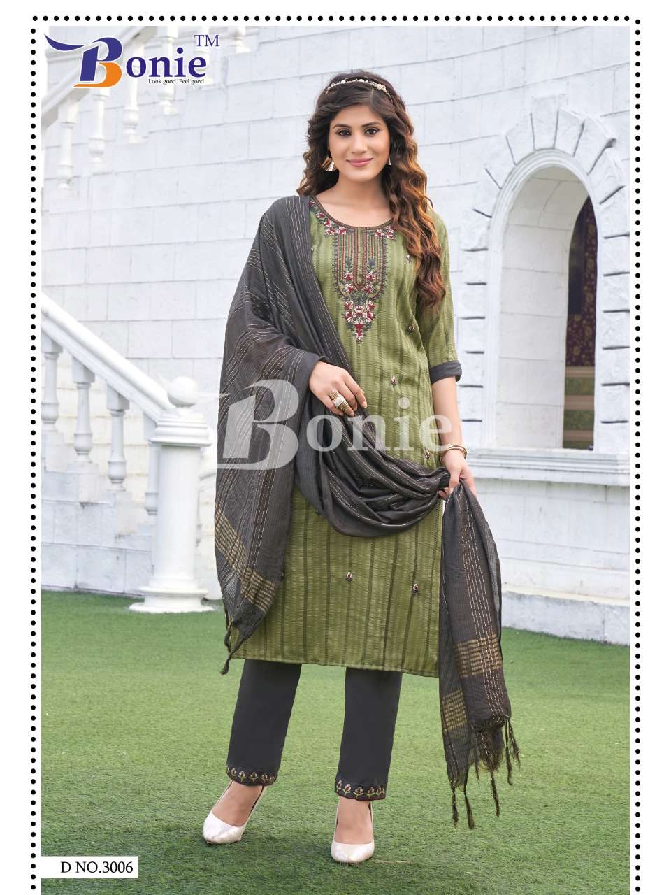 Jhanvi Vol-3 By Bonie 3001 To 3008 Series Beautiful Festive Suits Colorful Stylish Fancy Casual Wear & Ethnic Wear Rayon Embroidery Dresses At Wholesale Price