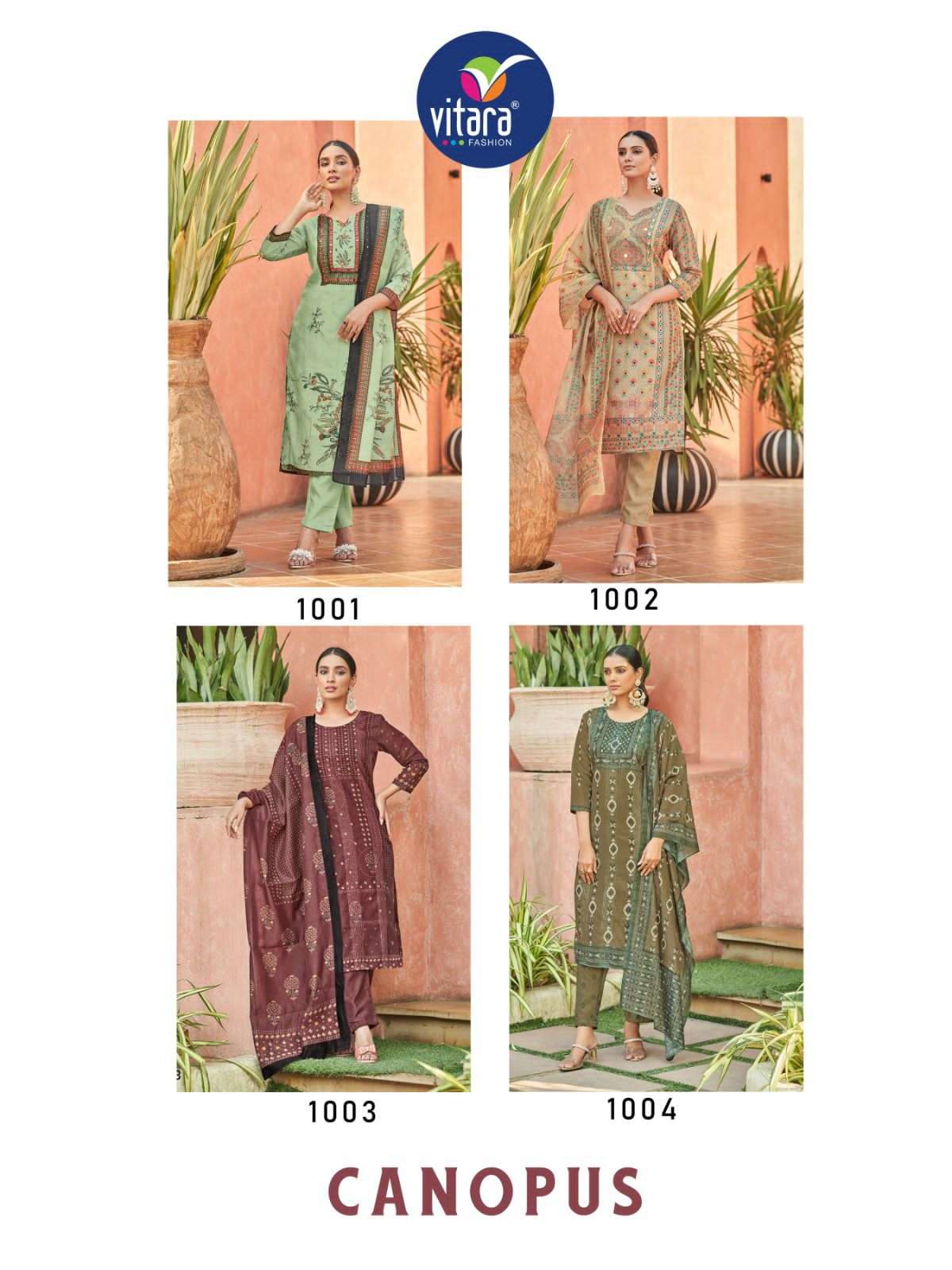 Canopus By Vitara 1001 To 1004 Beautiful Festive Suits Colorful Stylish Fancy Casual Wear & Ethnic Wear Viscose Digital Print Dresses At Wholesale Price