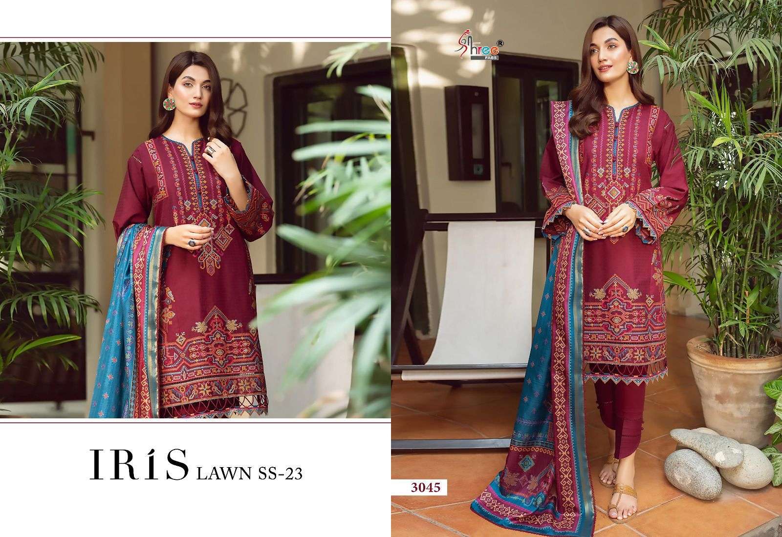 Iris Lawn Ss-23 By Shree Fabs 3044 To 3050 Series Beautiful Pakistani Suits Colorful Stylish Fancy Casual Wear & Ethnic Wear Pure Lawn Cotton Embroidered Dresses At Wholesale Price
