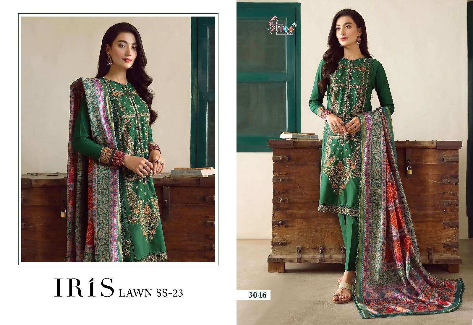 Iris Lawn Ss-23 By Shree Fabs 3044 To 3050 Series Beautiful Pakistani Suits Colorful Stylish Fancy Casual Wear & Ethnic Wear Pure Lawn Cotton Embroidered Dresses At Wholesale Price