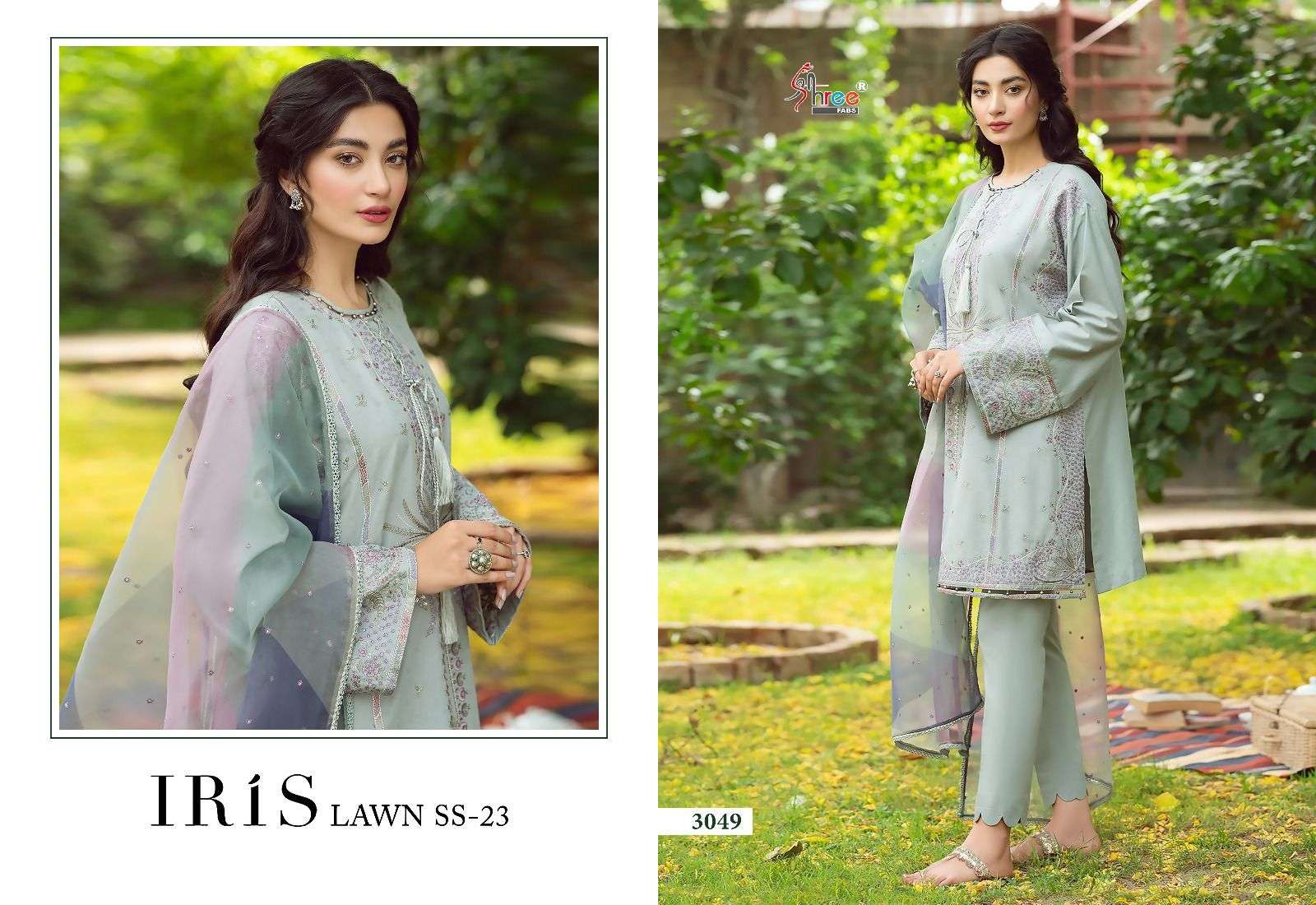 Iris Lawn Ss-23 By Shree Fabs 3044 To 3050 Series Beautiful Pakistani Suits Colorful Stylish Fancy Casual Wear & Ethnic Wear Pure Lawn Cotton Embroidered Dresses At Wholesale Price