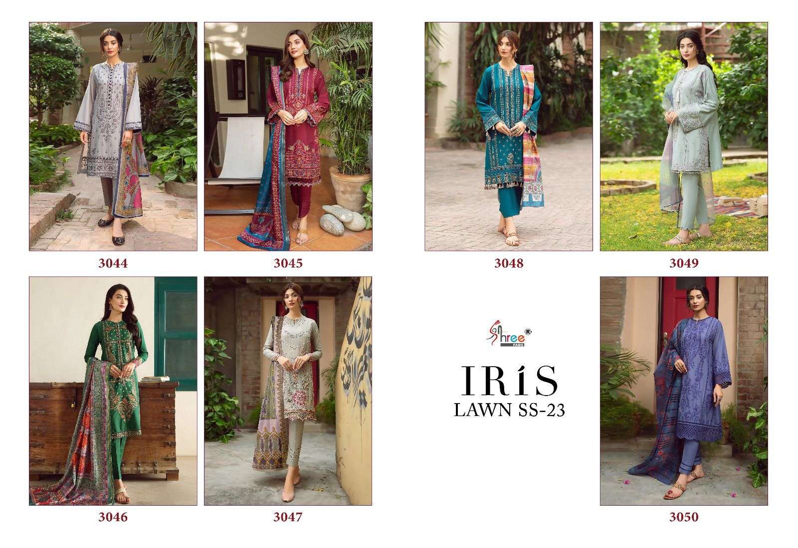 Iris Lawn Ss-23 By Shree Fabs 3044 To 3050 Series Beautiful Pakistani Suits Colorful Stylish Fancy Casual Wear & Ethnic Wear Pure Lawn Cotton Embroidered Dresses At Wholesale Price