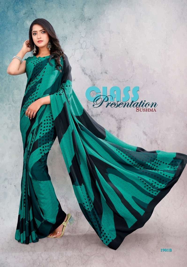 Creating Styles By Sushma 1901-A To 1901-F Series Indian Traditional Wear Collection Beautiful Stylish Fancy Colorful Party Wear & Occasional Wear Crepe Sarees At Wholesale Price