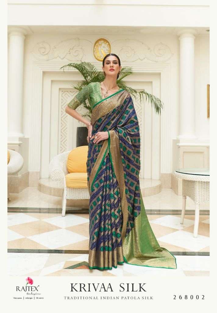 Krivaa Silk By Raj Tex 268001 To 268006 Series Indian Traditional Wear Collection Beautiful Stylish Fancy Colorful Party Wear & Occasional Wear Patola Silk Sarees At Wholesale Price