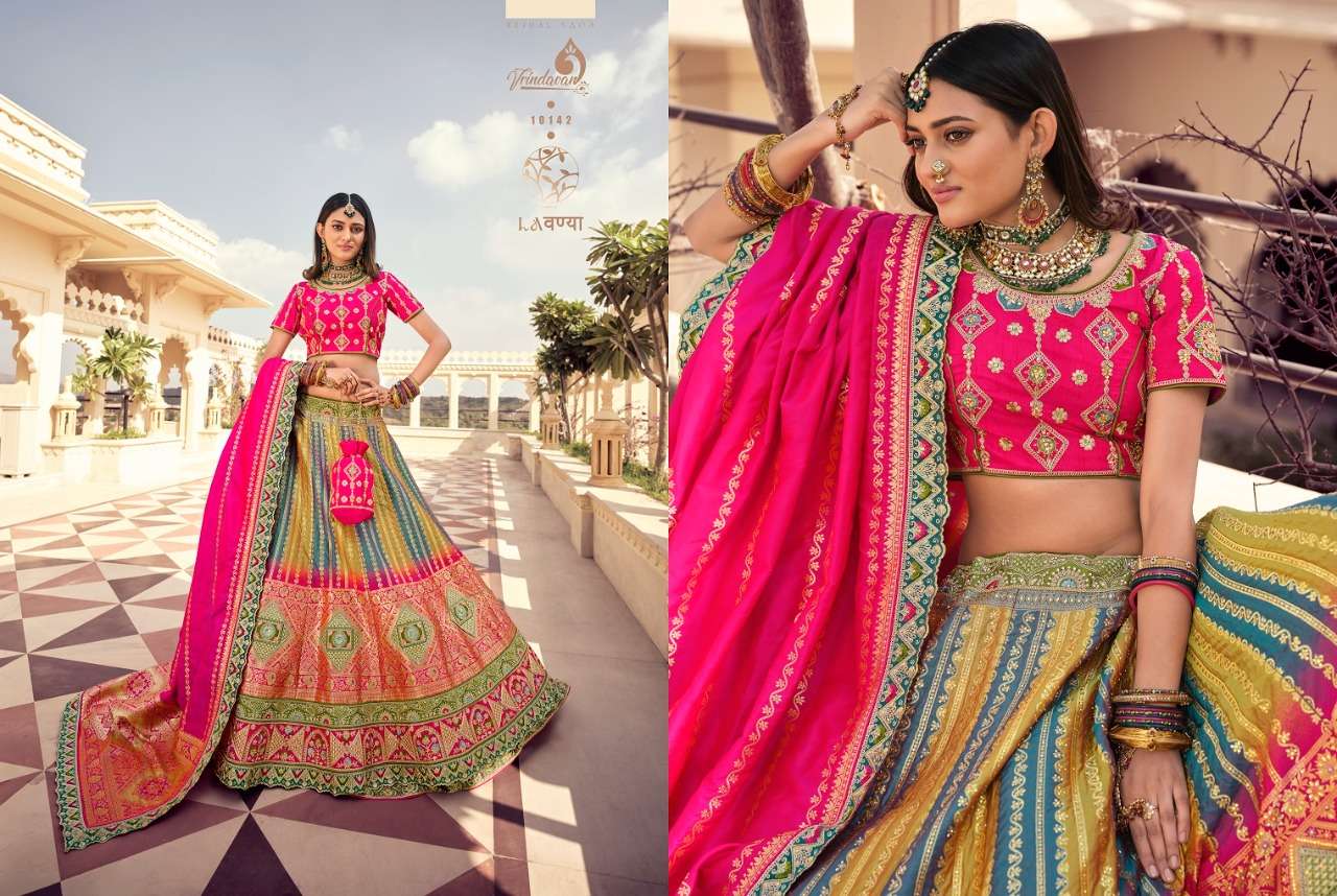 Vrindavan Hit Design 10142 By Vrindavan Beautiful Colorful Fancy Wedding Collection Occasional Wear & Party Wear Fancy Lehengas At Wholesale Price