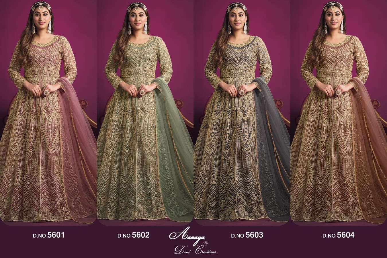 Aanaya Vol-156 By Twisha 5601 To 5604 Series Designer Festive Anarkali Suits Collection Beautiful Stylish Fancy Colorful Party Wear & Occasional Wear Net Dresses At Wholesale Price