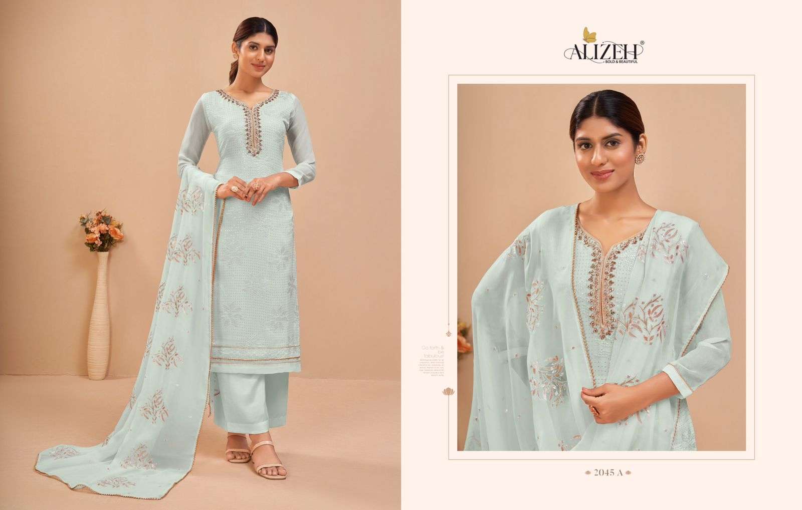Murad Vol-9 By Alizeh 2045-A To 2046-D Series Designer Festive Suits Beautiful Fancy Colorful Stylish Party Wear & Occasional Wear Heavy Georgette Dresses At Wholesale Price