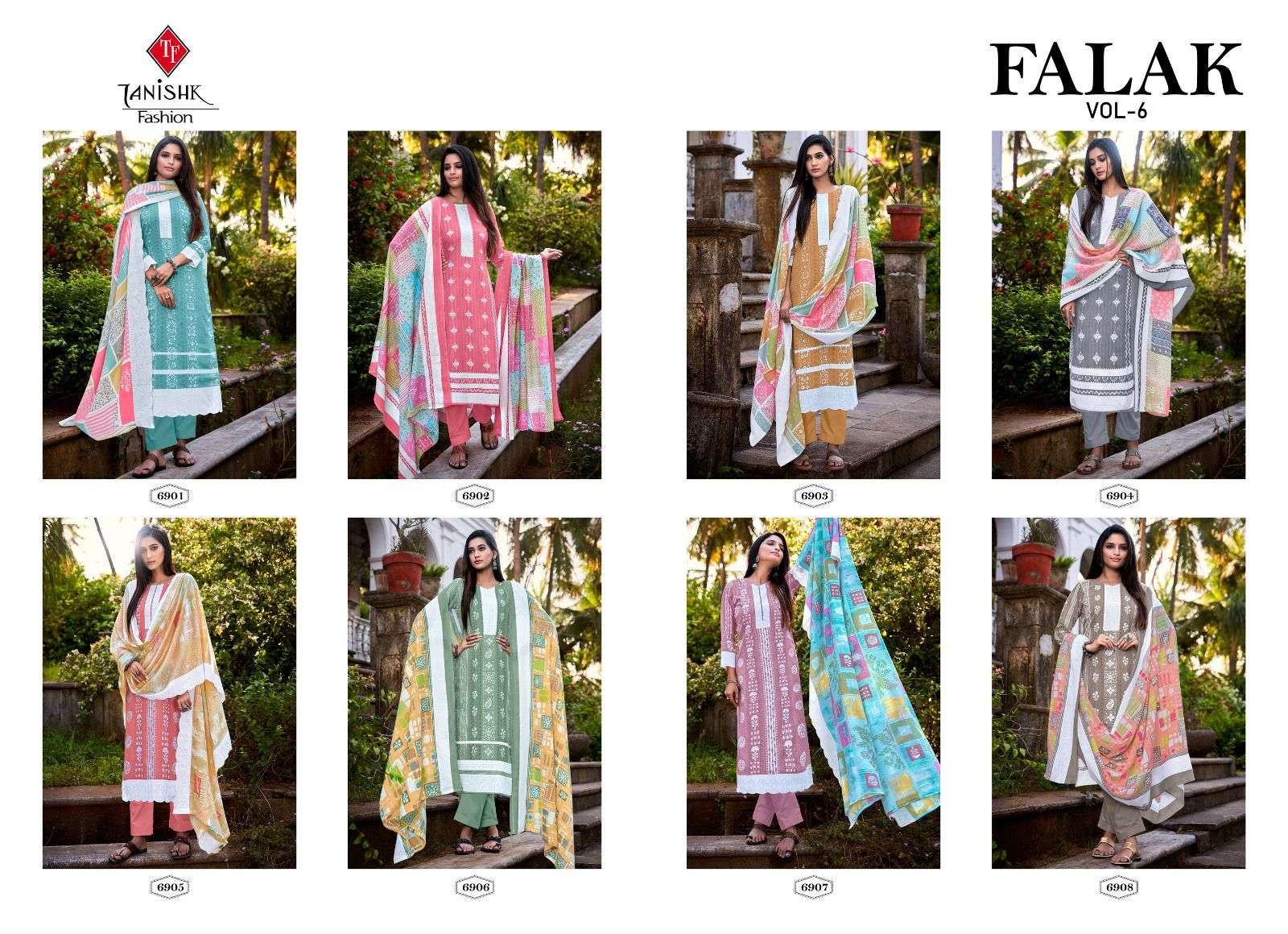 Falak Vol-6 By Tanishk Fashion 6901 To 6908 Series Beautiful Festive Suits Colorful Stylish Fancy Casual Wear & Ethnic Wear Pure Cotton Dresses At Wholesale Price