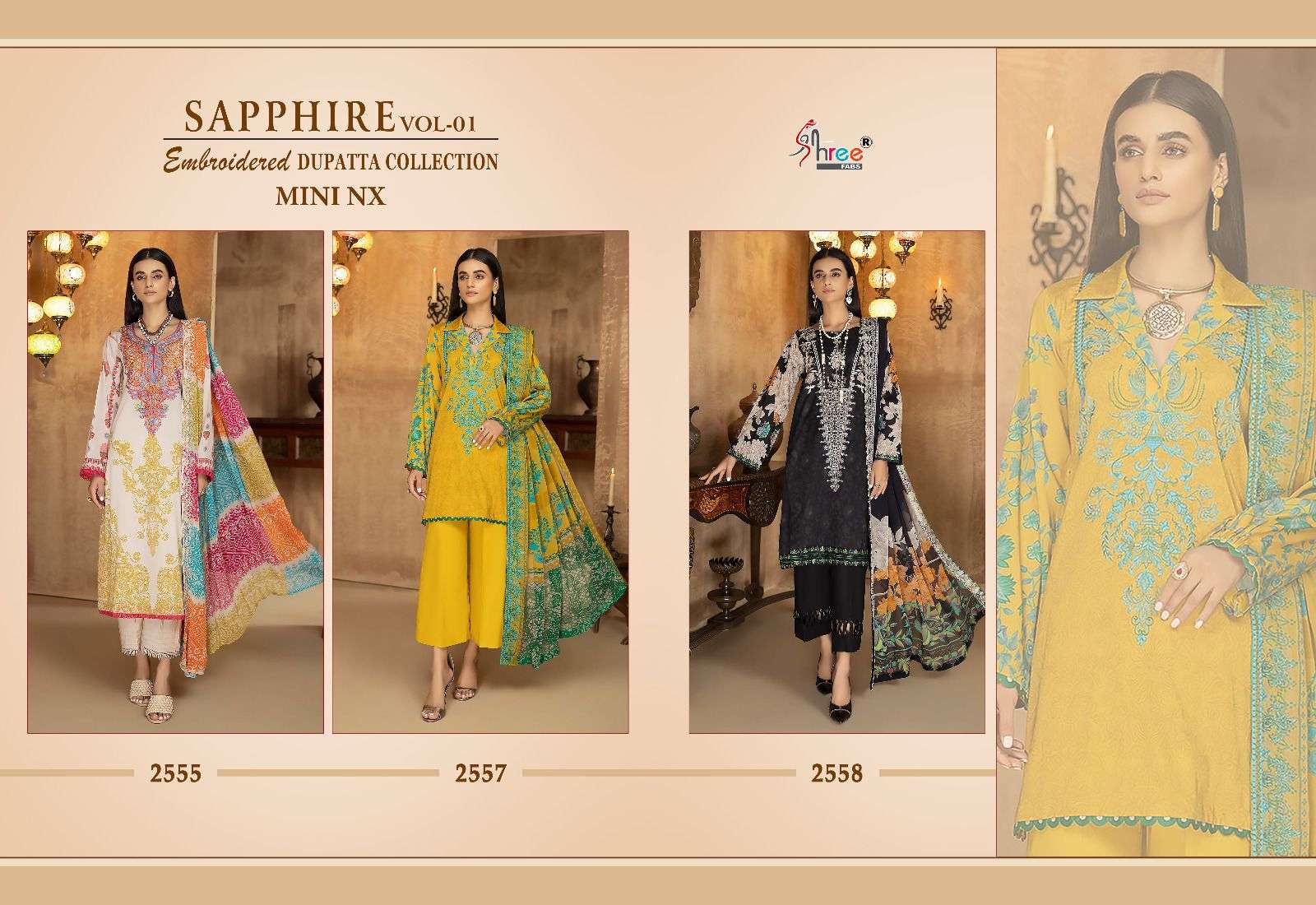 Sapphire Vol-1 Mini Nx By Shree Fabs Designer Pakistani Suits Beautiful Fancy Stylish Colorful Party Wear & Occasional Wear Pure Cotton With Embroidery Dresses At Wholesale Price