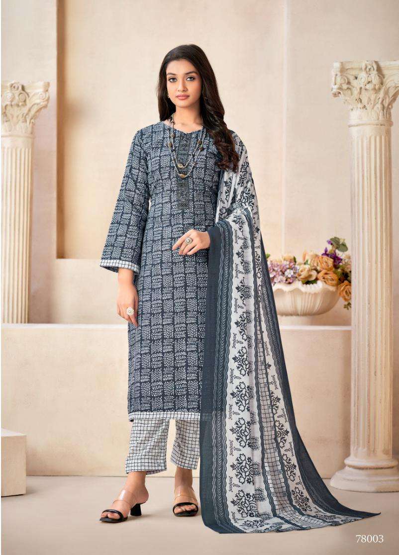 Armani By Skt Suits 78001 To 78008 Series Beautiful Festive Suits Colorful Stylish Fancy Casual Wear & Ethnic Wear Pure Cotton Embroidered Dresses At Wholesale Price