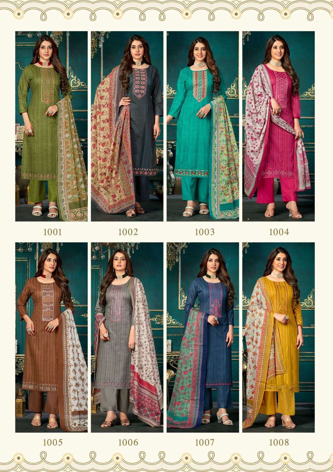Azara By Yashika Trends 1001 To 1008 Series Beautiful Stylish Pakistani Suits Fancy Colorful Casual Wear & Ethnic Wear & Ready To Wear Heavy Cotton Embroidered Dresses At Wholesale Price