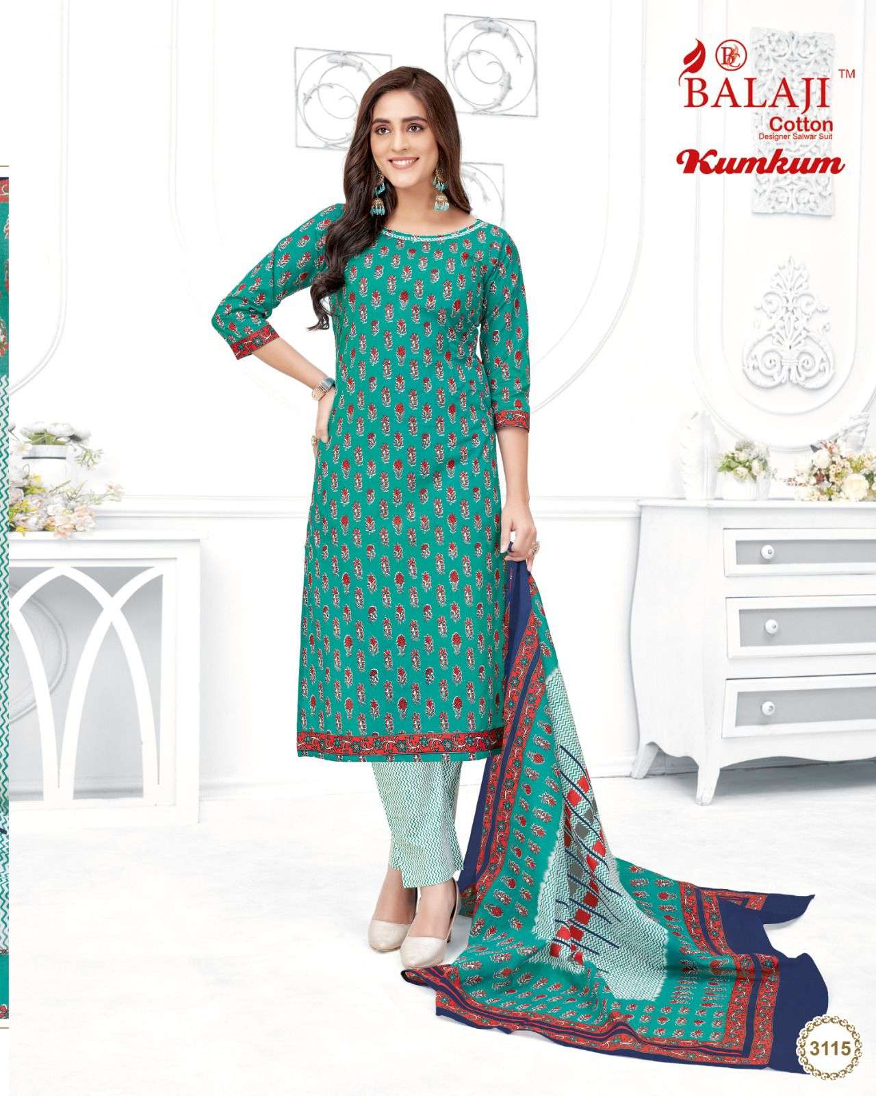 Kumkum Vol-31 By Balaji Cotton 3101 To 3120 Series Beautiful Stylish Festive Suits Fancy Colorful Casual Wear & Ethnic Wear & Ready To Wear Cotton Print Dresses At Wholesale Price