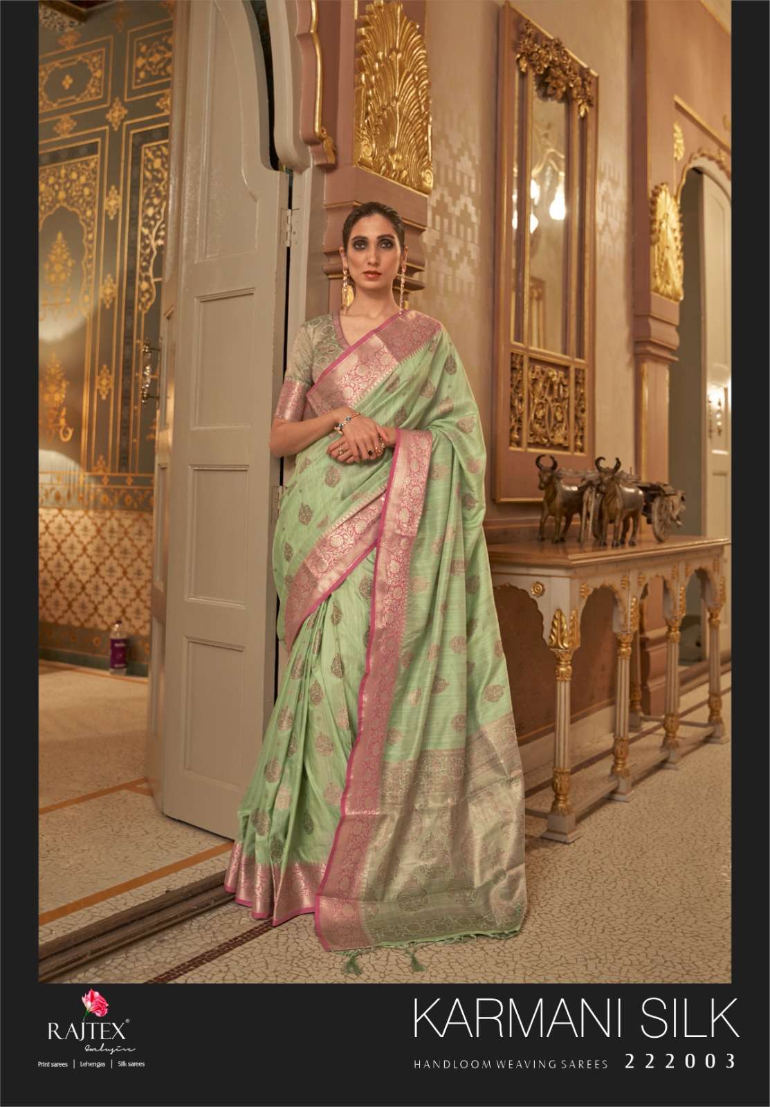 Karmani Silk By Raj Tex 222001 To 222006 Series Indian Traditional Wear Collection Beautiful Stylish Fancy Colorful Party Wear & Occasional Wear Handloom Weaving Sarees At Wholesale Price