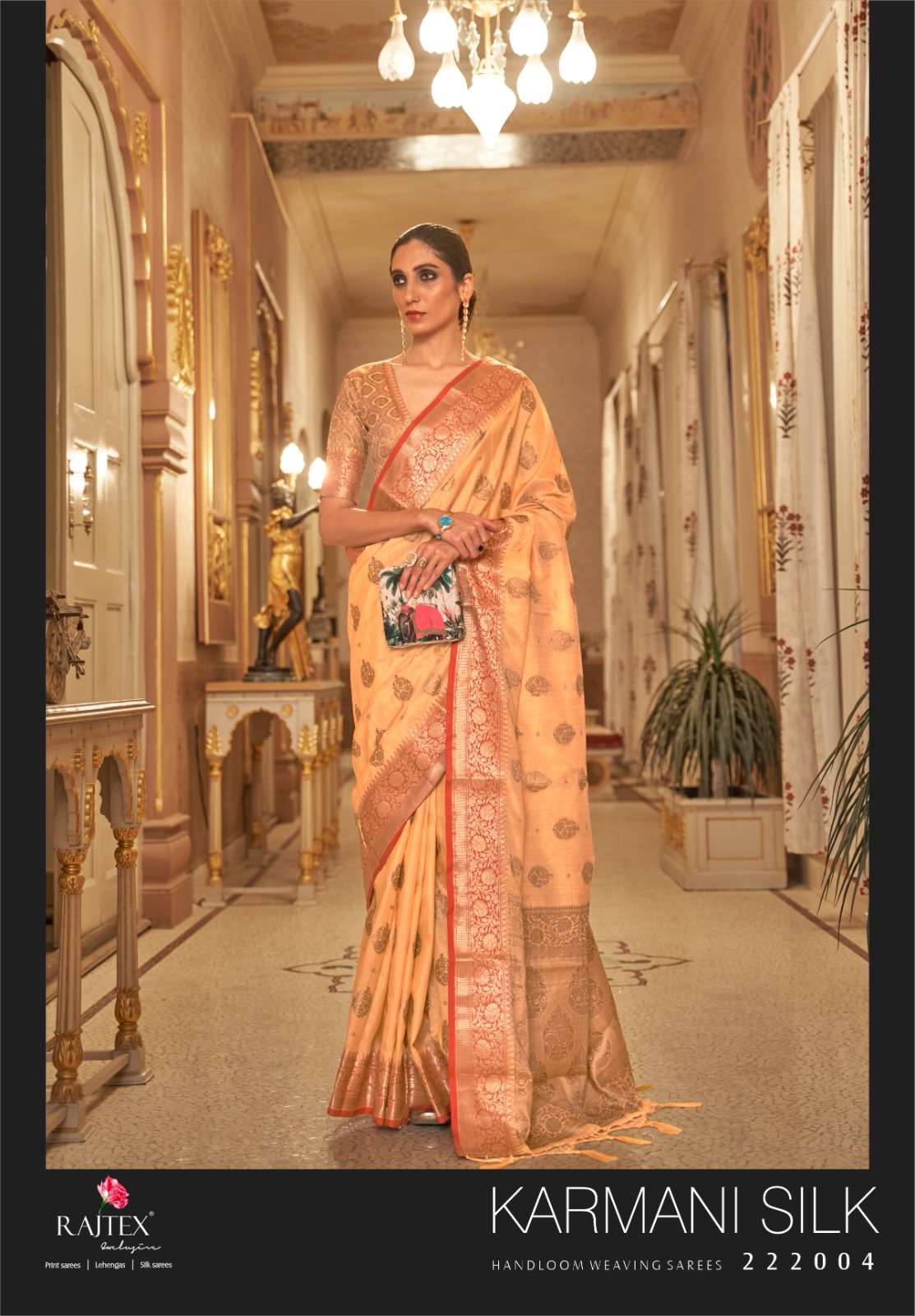 Karmani Silk By Raj Tex 222001 To 222006 Series Indian Traditional Wear Collection Beautiful Stylish Fancy Colorful Party Wear & Occasional Wear Handloom Weaving Sarees At Wholesale Price