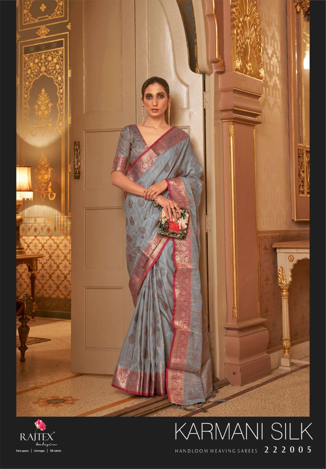 Karmani Silk By Raj Tex 222001 To 222006 Series Indian Traditional Wear Collection Beautiful Stylish Fancy Colorful Party Wear & Occasional Wear Handloom Weaving Sarees At Wholesale Price