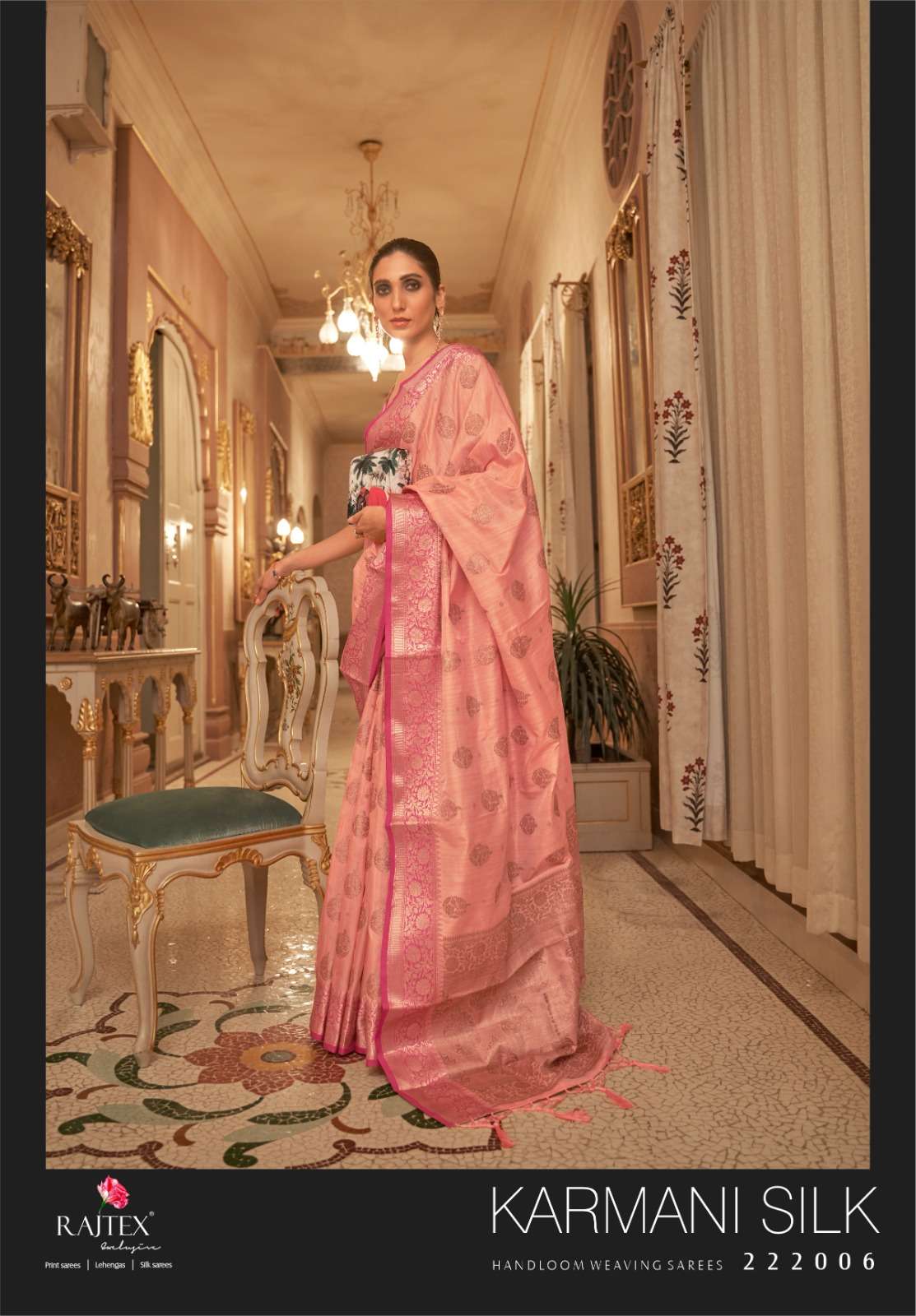 Karmani Silk By Raj Tex 222001 To 222006 Series Indian Traditional Wear Collection Beautiful Stylish Fancy Colorful Party Wear & Occasional Wear Handloom Weaving Sarees At Wholesale Price